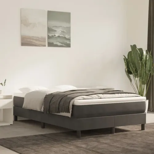 Madrac s oprugama srednje tvrdoće tamnosivi 120x200x20 cm baršunasti - Tamno siva 120 x 200 cm Cijena