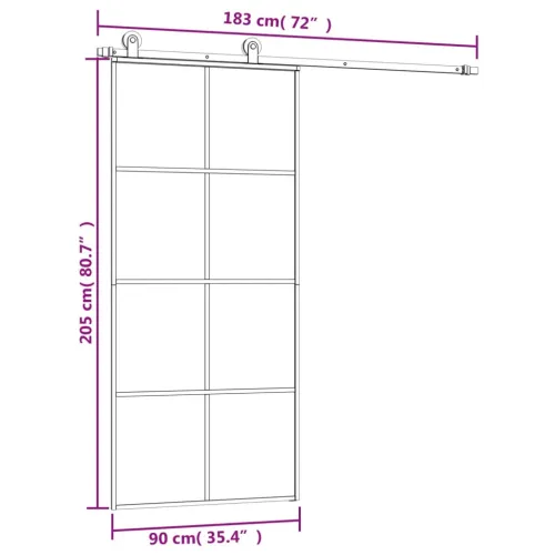 Klizna vrata s priborom 90 x 205 cm od ESG stakla i aluminija - 90 x 205 cm Mreže 4 x 2 Cijena