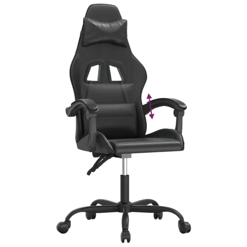 Gaming stolica od umjetne kože crna - Crna 1 Bez naslona za noge Cijena