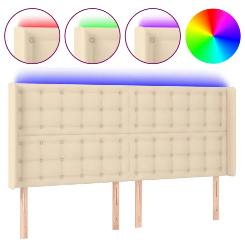 LED uzglavlje krem 163 x 16 x 118/128 cm od tkanine - Krema 163 x 16 x 118/128 cm Cijena