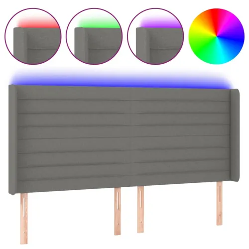 LED uzglavlje tamnosivo 163 x 16 x 118/128 cm od tkanine - Tamno siva 163 x 16 x 118/128 cm Cijena