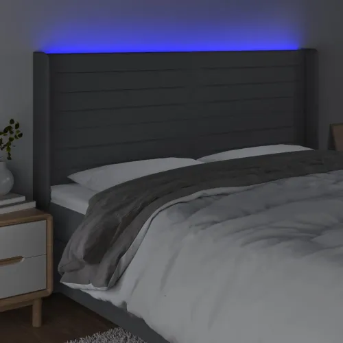 LED uzglavlje tamnosivo 163 x 16 x 118/128 cm od tkanine - Tamno siva 163 x 16 x 118/128 cm Cijena