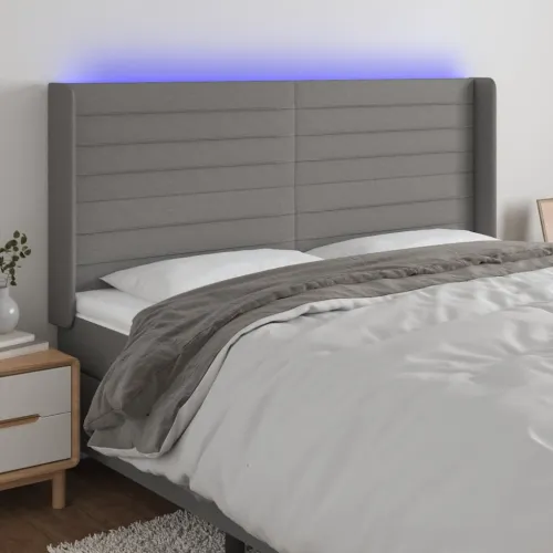 LED uzglavlje tamnosivo 163 x 16 x 118/128 cm od tkanine - Tamno siva 163 x 16 x 118/128 cm Cijena