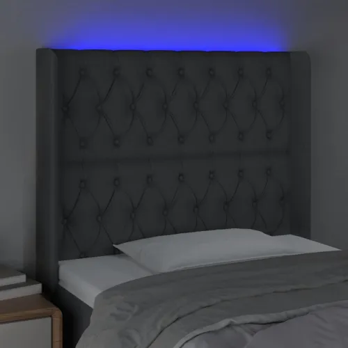 LED uzglavlje tamnosivo 103 x 16 x 118/128 cm od tkanine - Tamno siva 103 x 16 x 118/128 cm Cijena