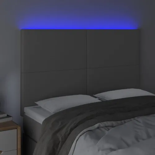 LED uzglavlje sivo 144x5x118/128 cm od umjetne kože - Siva 144 x 5 x 118/128 cm Cijena