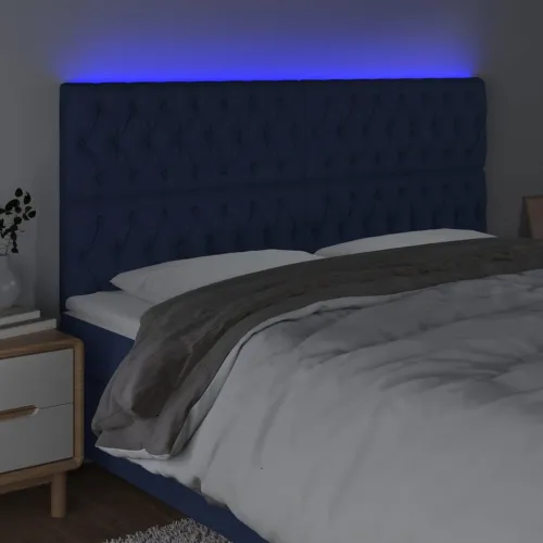 LED uzglavlje plavo 180x7x118/128 cm od tkanine - Plava 180 x 7 x 118/128 cm Cijena