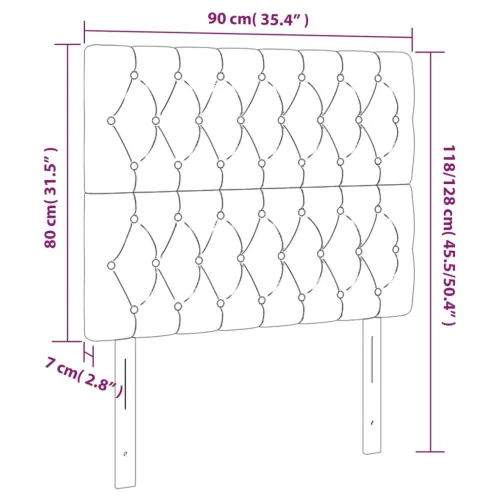 LED uzglavlje crno 90x7x118/128 cm od tkanine - Crna 90 x 7 x 118/128 cm Cijena