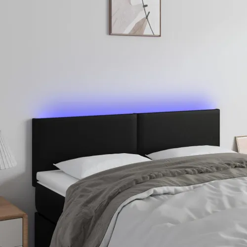 LED uzglavlje crno 144 x 5 x 78/88 cm od umjetne kože - Crna 144 x 5 x 78/88 cm Cijena