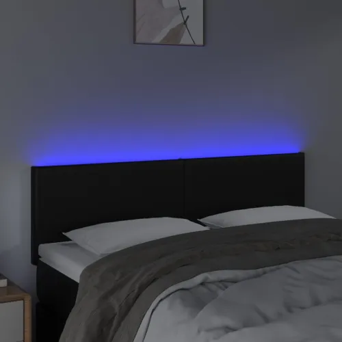 LED uzglavlje crno 144 x 5 x 78/88 cm od umjetne kože - Crna 144 x 5 x 78/88 cm Cijena