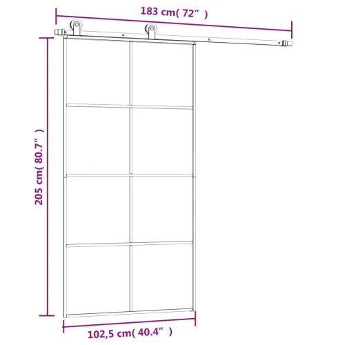 Klizna vrata s priborom 102,5x205 cm od stakla ESG i aluminija - 102.5 x 205 cm Mreže 4 x 2 Cijena