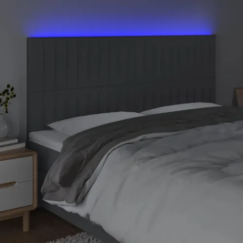 LED uzglavlje tamnosivo 160x5x118/128 cm od tkanine - Tamno siva 160 x 5 x 118/128 cm Cijena