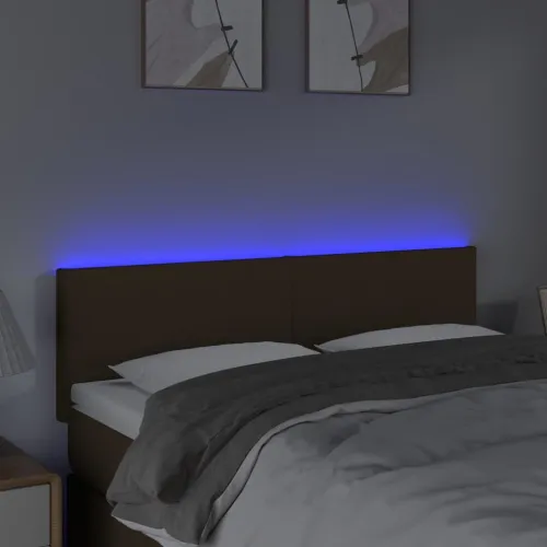 LED uzglavlje tamnosmeđe 144x5x78/88 cm od tkanine - Tamno smeđa 144 x 5 x 78/88 cm Cijena