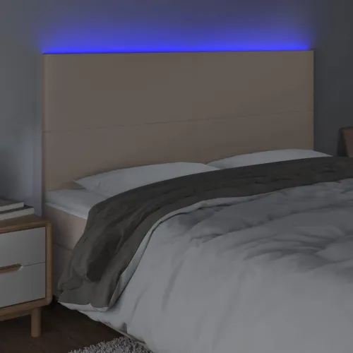 LED uzglavlje boja cappuccina 180x5x118/128cm od umjetna koža - Boja cappuccina 180 x 5 x 118/128 cm Cijena