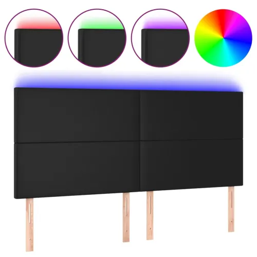 LED uzglavlje crno 160x5x118/128 cm od umjetne kože - Crna 160 x 5 x 118/128 cm Cijena