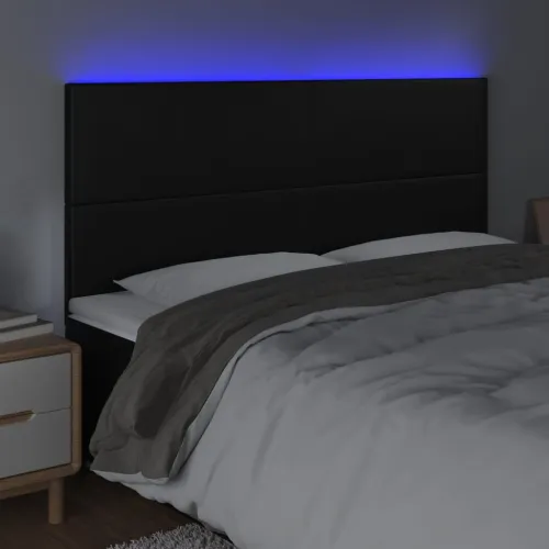 LED uzglavlje crno 160x5x118/128 cm od umjetne kože - Crna 160 x 5 x 118/128 cm Cijena