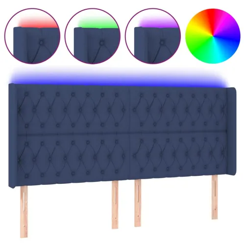 LED uzglavlje plavo 183 x 16 x 118/128 cm od tkanine - Plava 183 x 16 x 118/128 cm Cijena