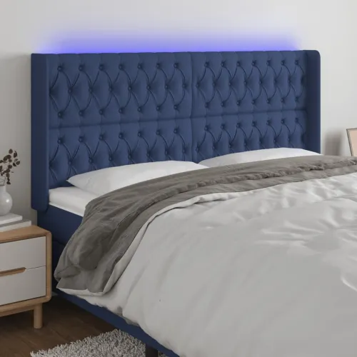 LED uzglavlje plavo 183 x 16 x 118/128 cm od tkanine - Plava 183 x 16 x 118/128 cm Cijena