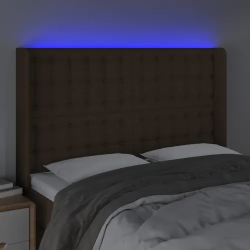 LED uzglavlje tamnosmeđe 147x16x118/128 cm od tkanine - Tamno smeđa 147 x 16 x 118/128 cm Cijena