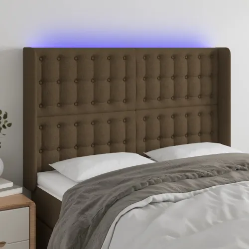 LED uzglavlje tamnosmeđe 147x16x118/128 cm od tkanine - Tamno smeđa 147 x 16 x 118/128 cm Cijena