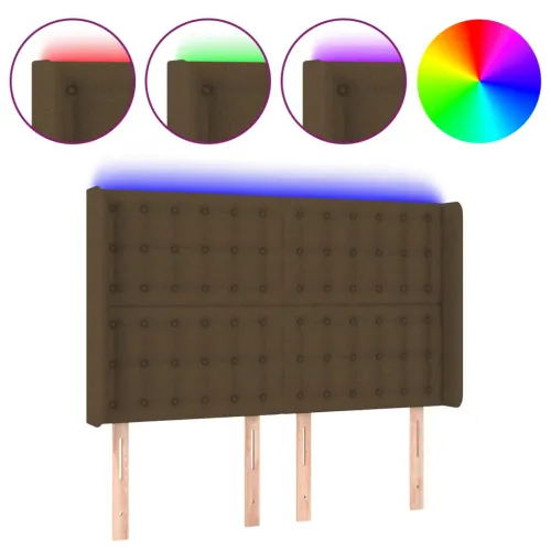 LED uzglavlje tamnosmeđe 147x16x118/128 cm od tkanine - Tamno smeđa 147 x 16 x 118/128 cm Cijena