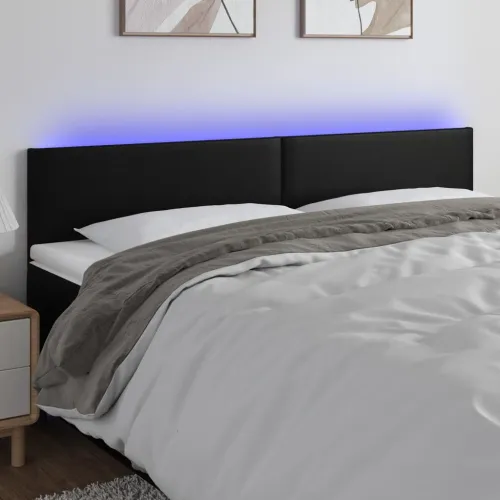 LED uzglavlje crno 200 x 5 x 78/88 cm od umjetne kože - Crna 200 x 5 x 78/88 cm Cijena