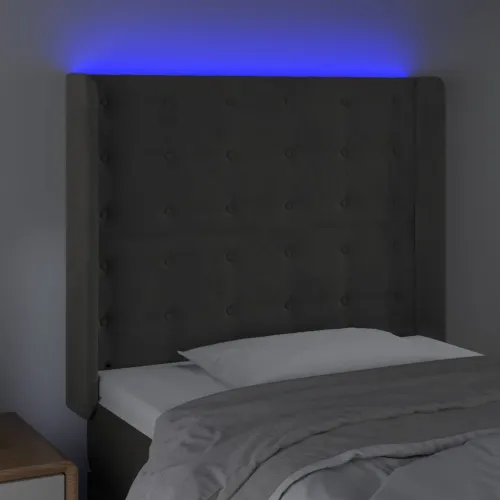 LED uzglavlje tamnosivo 93x16x118/128 cm baršunasto - Tamno siva 93 x 16 x 118/128 cm Cijena