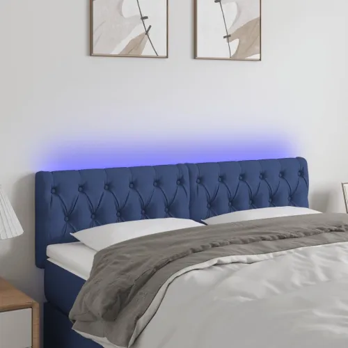 LED uzglavlje plavo 160 x 7 x 78/88 cm od tkanine - Plava 160 x 7 x 78/88 cm Cijena