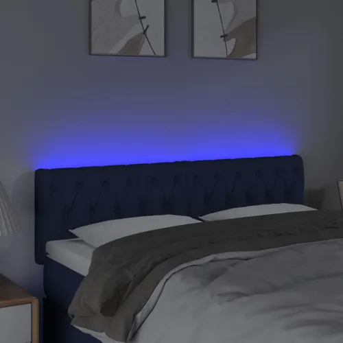 LED uzglavlje plavo 160 x 7 x 78/88 cm od tkanine - Plava 160 x 7 x 78/88 cm Cijena