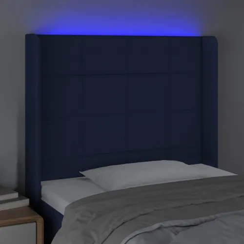 LED uzglavlje plavo 103 x 16 x 118/128 cm od tkanine - Plava 103 x 16 x 118/128 cm Cijena