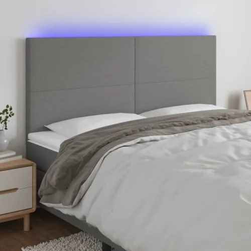LED uzglavlje tamnosivo 200x5x118/128 cm od tkanine - Tamno siva 200 x 5 x 118/128 cm Cijena