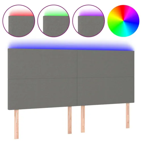 LED uzglavlje tamnosivo 200x5x118/128 cm od tkanine - Tamno siva 200 x 5 x 118/128 cm Cijena