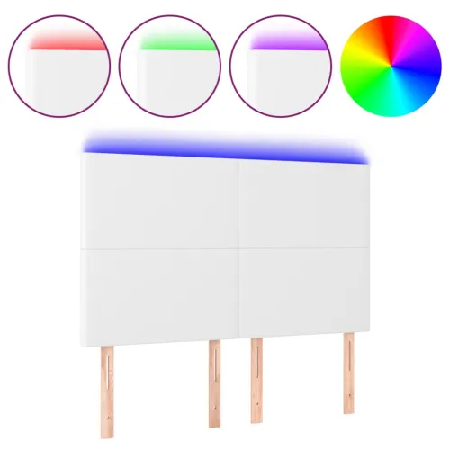 LED uzglavlje bijelo 144x5x118/128 cm od umjetne kože - Bijela 144 x 5 x 118/128 cm Cijena