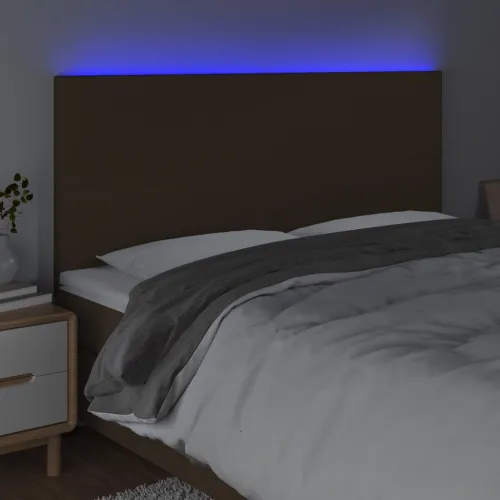 LED uzglavlje tamnosmeđe 180x5x118/128 cm od tkanine - Tamno smeđa 180 x 5 x 118/128 cm Cijena