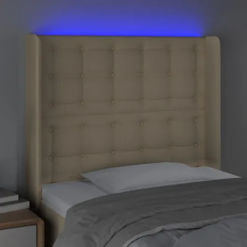 LED uzglavlje krem 103 x 16 x 118/128 cm od tkanine - Krema 103 x 16 x 118/128 cm Cijena