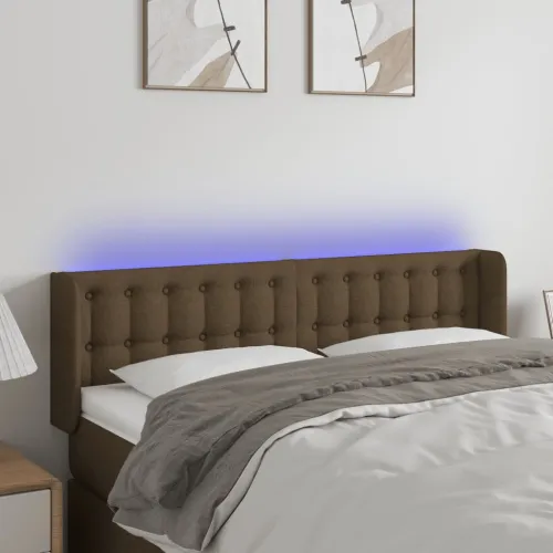 LED uzglavlje tamnosmeđe 147x16x78/88 cm od tkanine - Tamno smeđa 147 x 16 x 78/88 cm Cijena