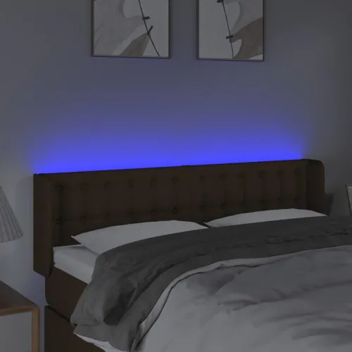 LED uzglavlje tamnosmeđe 147x16x78/88 cm od tkanine - Tamno smeđa 147 x 16 x 78/88 cm Cijena