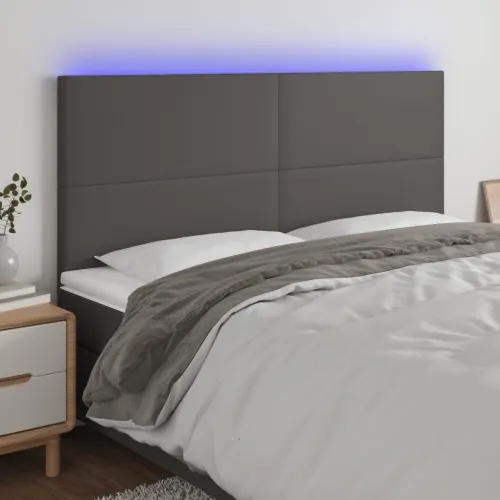 LED uzglavlje sivo 200x5x118/128 cm od umjetne kože - Siva 200 x 5 x 118/128 cm Cijena