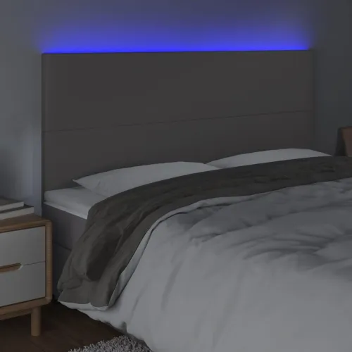 LED uzglavlje sivo 200x5x118/128 cm od umjetne kože - Siva 200 x 5 x 118/128 cm Cijena