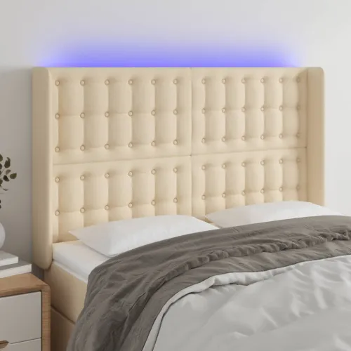 LED uzglavlje krem 147 x 16 x 118/128 cm od tkanine - Krema 147 x 16 x 118/128 cm Cijena