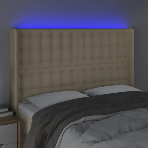 LED uzglavlje krem 147 x 16 x 118/128 cm od tkanine - Krema 147 x 16 x 118/128 cm Cijena