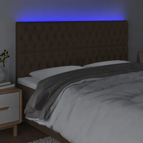 LED uzglavlje tamnosmeđe 180x7x118/128 cm od tkanine - Tamno smeđa 180 x 7 x 118/128 cm Cijena