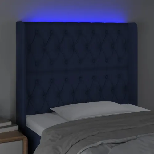 LED uzglavlje plavo 103 x 16 x 118/128 cm od tkanine - Plava 103 x 16 x 118/128 cm Cijena