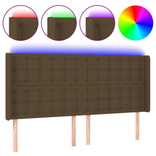 LED uzglavlje tamnosmeđe 203x16x118/128 cm od tkanine - Tamno smeđa 203 x 16 x 118/128 cm 1 Tamno smeđa Cijena