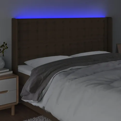 LED uzglavlje tamnosmeđe 203x16x118/128 cm od tkanine - Tamno smeđa 203 x 16 x 118/128 cm 1 Tamno smeđa Cijena