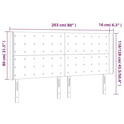 LED uzglavlje tamnosmeđe 203x16x118/128 cm od tkanine - Tamno smeđa 203 x 16 x 118/128 cm 1 Tamno smeđa Cijena