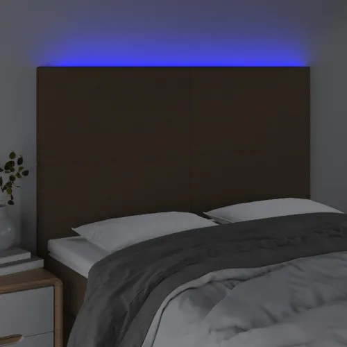 LED uzglavlje tamnosmeđe 144x5x118/128 cm od tkanine - Tamno smeđa 144 x 5 x 118/128 cm Cijena