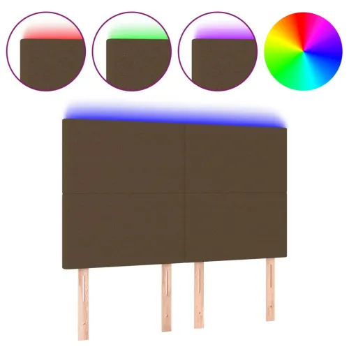 LED uzglavlje tamnosmeđe 144x5x118/128 cm od tkanine - Tamno smeđa 144 x 5 x 118/128 cm Cijena