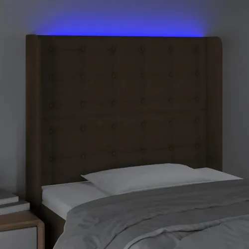 LED uzglavlje tamnosmeđe 83x16x118/128 cm od tkanine - Tamno smeđa 83 x 16 x 118/128 cm Cijena