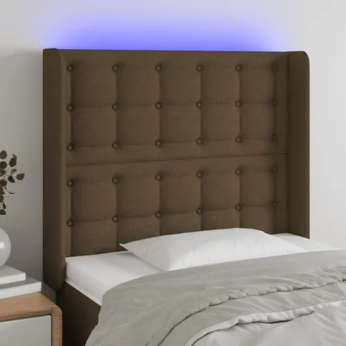 LED uzglavlje tamnosmeđe 83x16x118/128 cm od tkanine - Tamno smeđa 83 x 16 x 118/128 cm Cijena