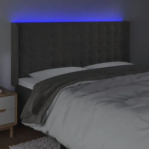LED uzglavlje tamnosivo 183 x 16 x 118/128 cm baršunasto - Tamno siva 183 x 16 x 118/128 cm Cijena